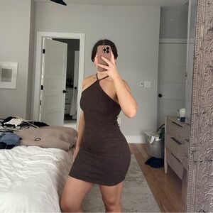 White Fox Boutique Brown Ribbed Dress